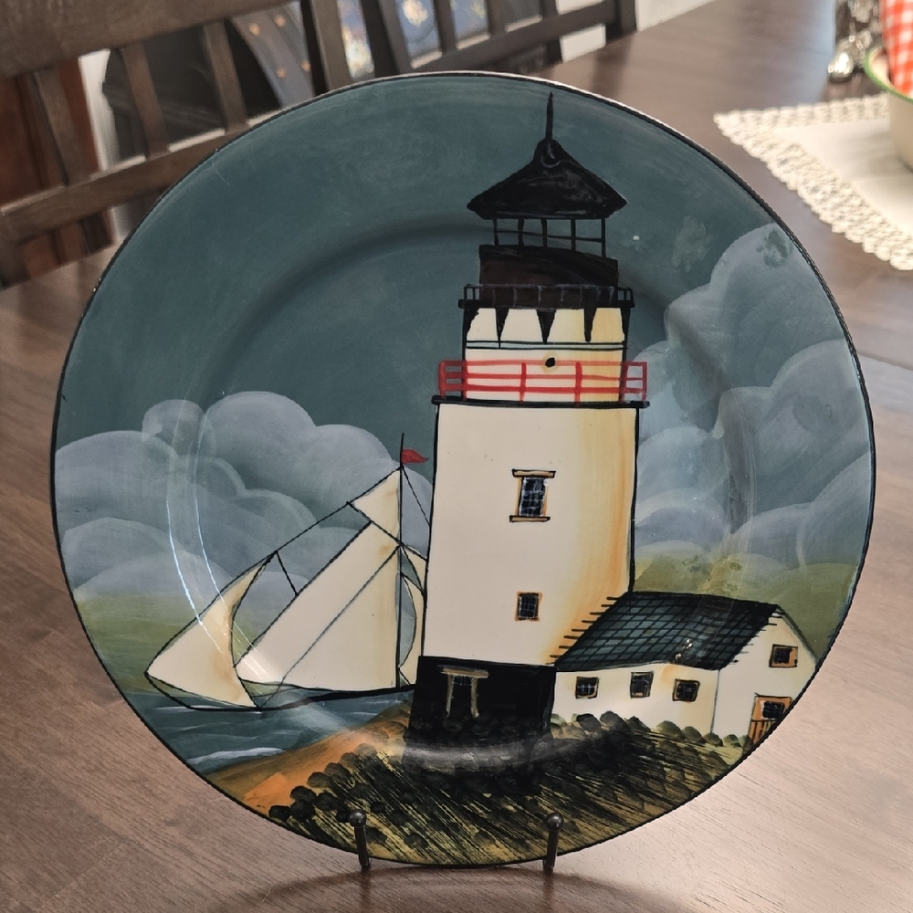 EUC Sakura Nautical Lighthouse By The Sea Decorative Plate Wall Decor
